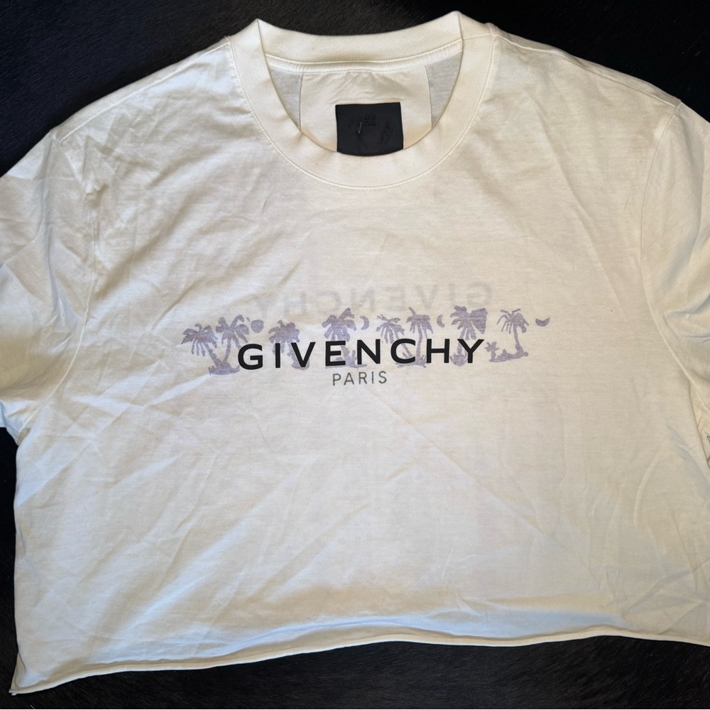 Givenchy Crop Tee with Purple Palm Design
